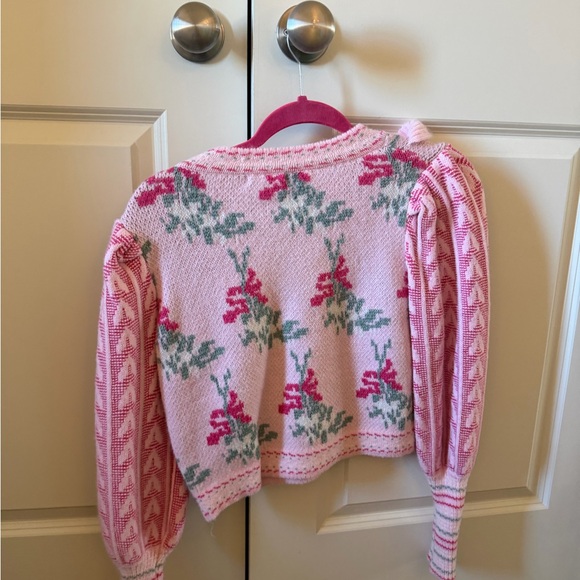 Pink Floral Ruffle Sweater - Picture 2 of 2